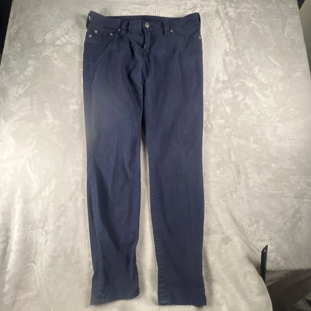 VINTAGE Y2K TRUE RELIGION BASIC NAVY STRAIGHT LEG BAGGY STYLE PANTS‎ Size 33x30